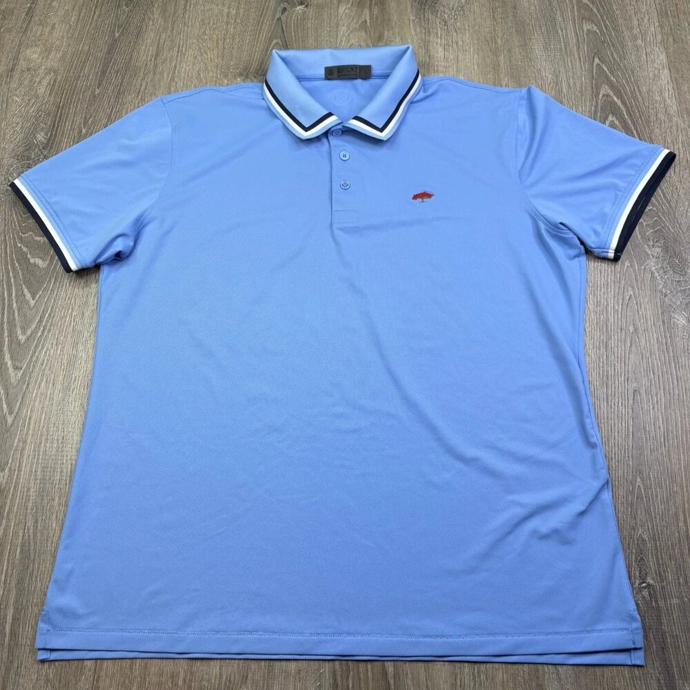 G/Fore Mens Blue Short Sleeve Stretch Golf Polo Shirt Size L POINCIANA GOLF CLUB - Picture 2 of 12